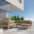 Clearwater Outdoor Patio Teak Wood 6-Piece Sectional Sofa