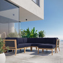 Clearwater Outdoor Patio Teak Wood 6-Piece Sectional Sofa