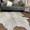 Real Cowhide Silver Metallic On White