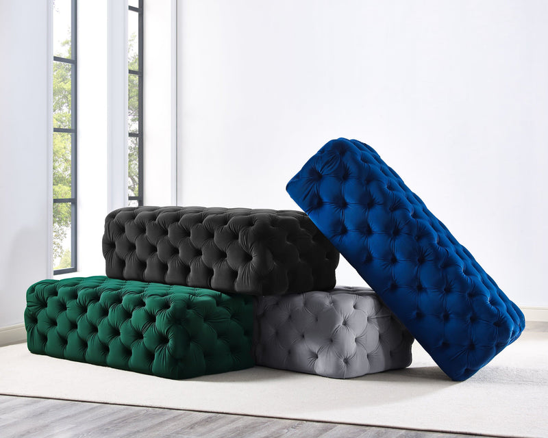Kaylee Jumbo Black Velvet Ottoman - hollywood-glam-furnitures