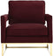 Avery Velvet Accent Chair with Gold Legs