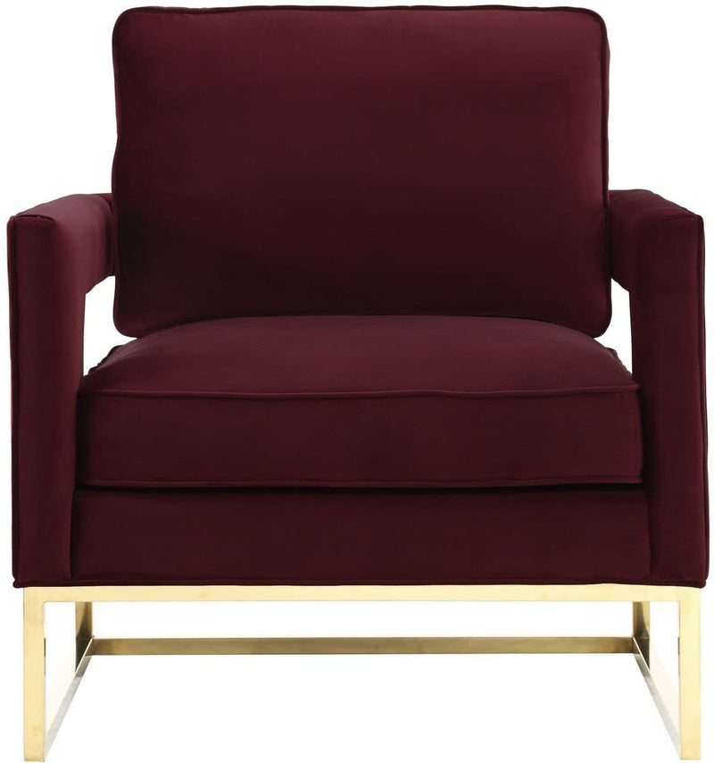 Avery Velvet Accent Chair with Gold Legs