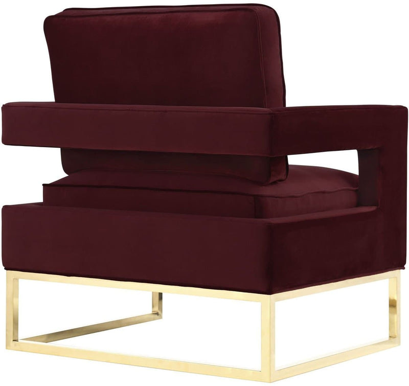 Avery Velvet Accent Chair with Gold Legs