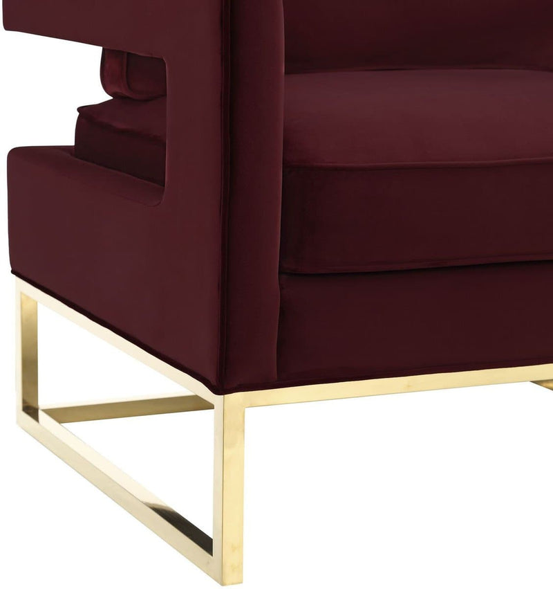 Avery Velvet Accent Chair with Gold Legs