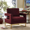 Avery Velvet Accent Chair with Gold Legs
