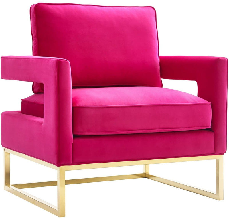 Avery Velvet Accent Chair with Gold Legs