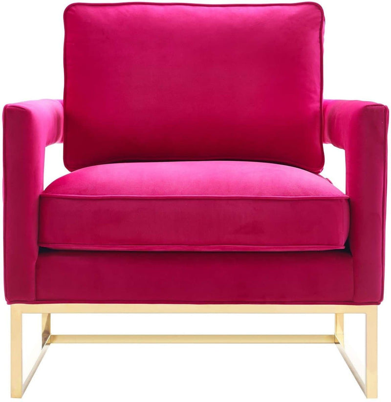 Avery Velvet Accent Chair with Gold Legs