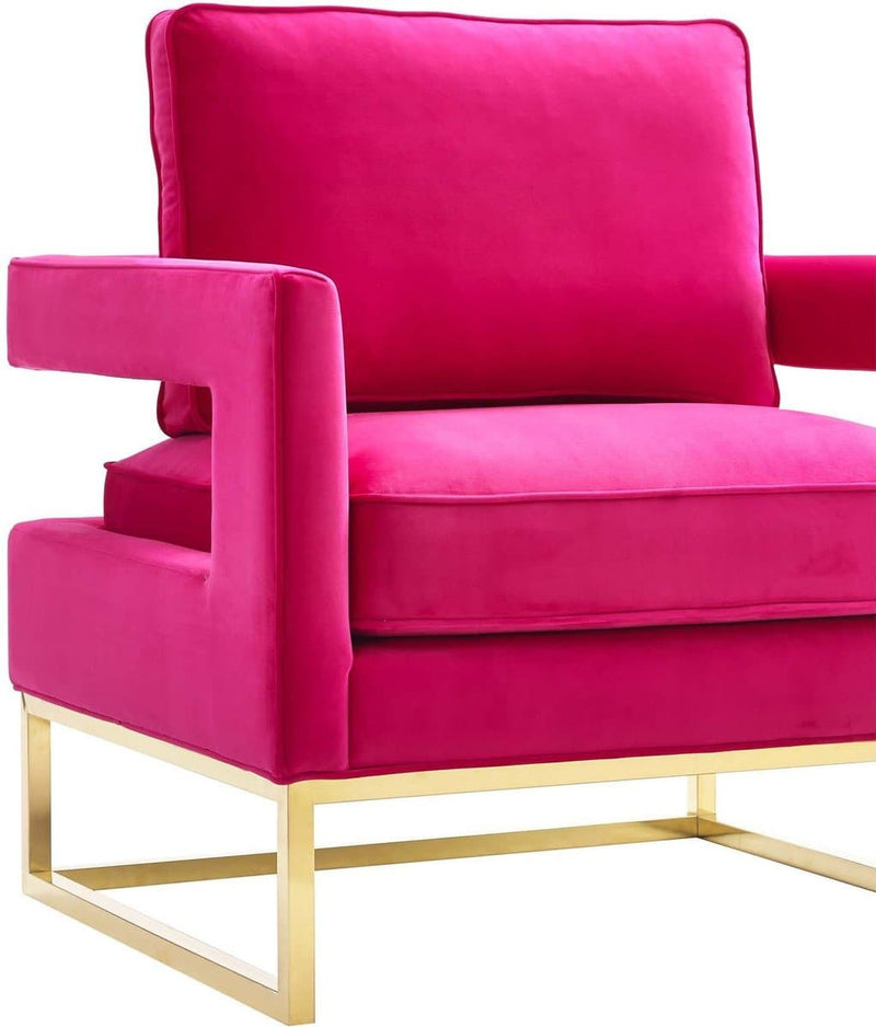 Avery Velvet Accent Chair with Gold Legs