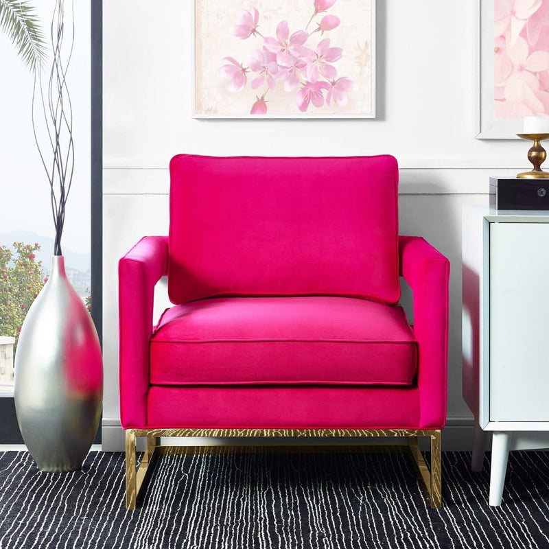 Avery Velvet Accent Chair with Gold Legs