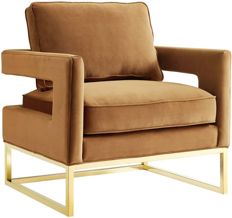 Avery Velvet Accent Chair with Gold Legs