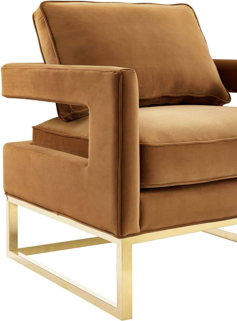 Avery Velvet Accent Chair with Gold Legs