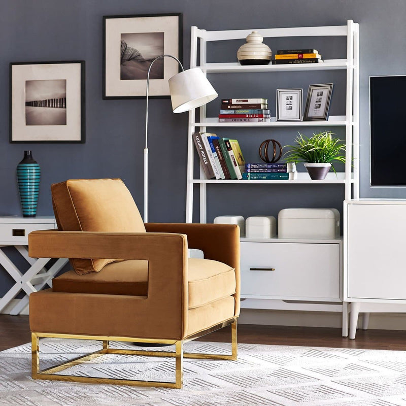 Avery Velvet Accent Chair with Gold Legs
