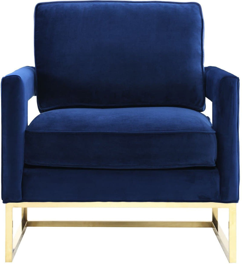 Avery Velvet Accent Chair with Gold Legs