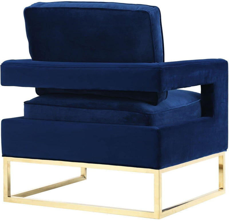 Avery Velvet Accent Chair with Gold Legs
