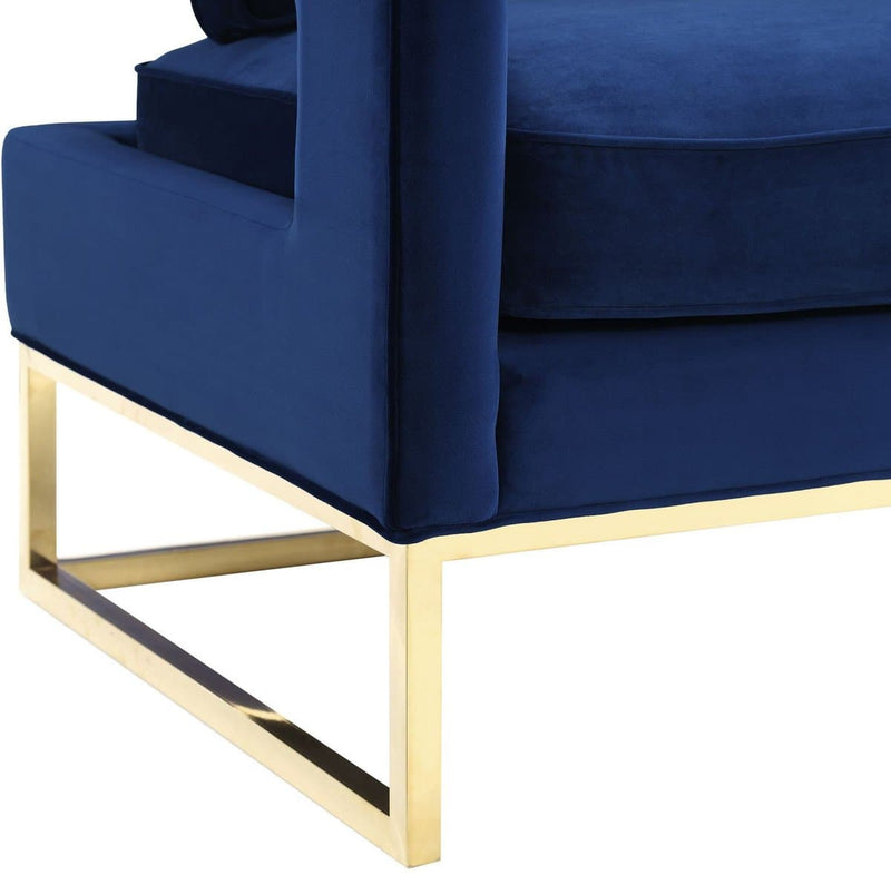 Avery Velvet Accent Chair with Gold Legs