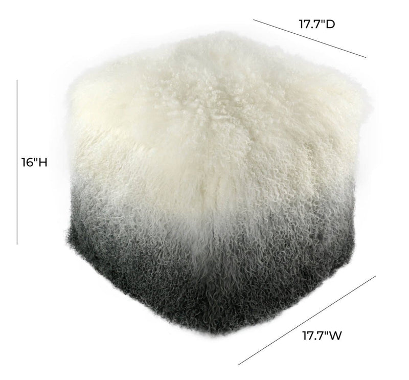 Tibetan Sheep White to Grey Pouf