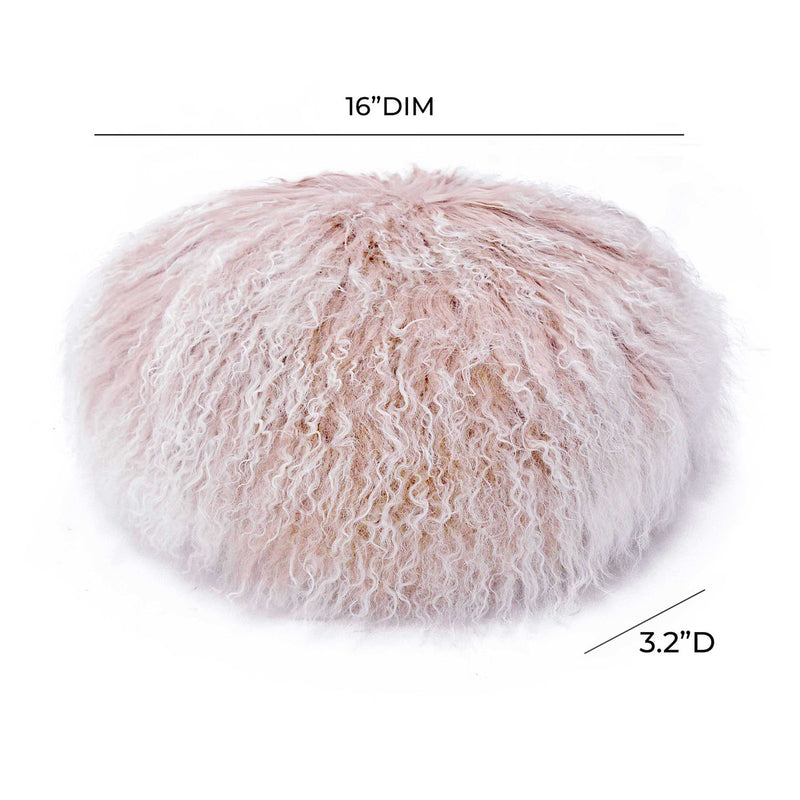 Ruby 16" Genuine Tibetan Lamb Fur Round Pillow