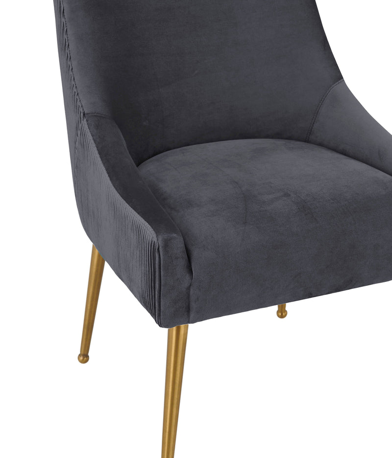 Beatrix Pleated Grey Velvet Side Chair - hollywood-glam-furnitures