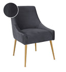Beatrix Pleated Velvet Dining Chair Gold Legs