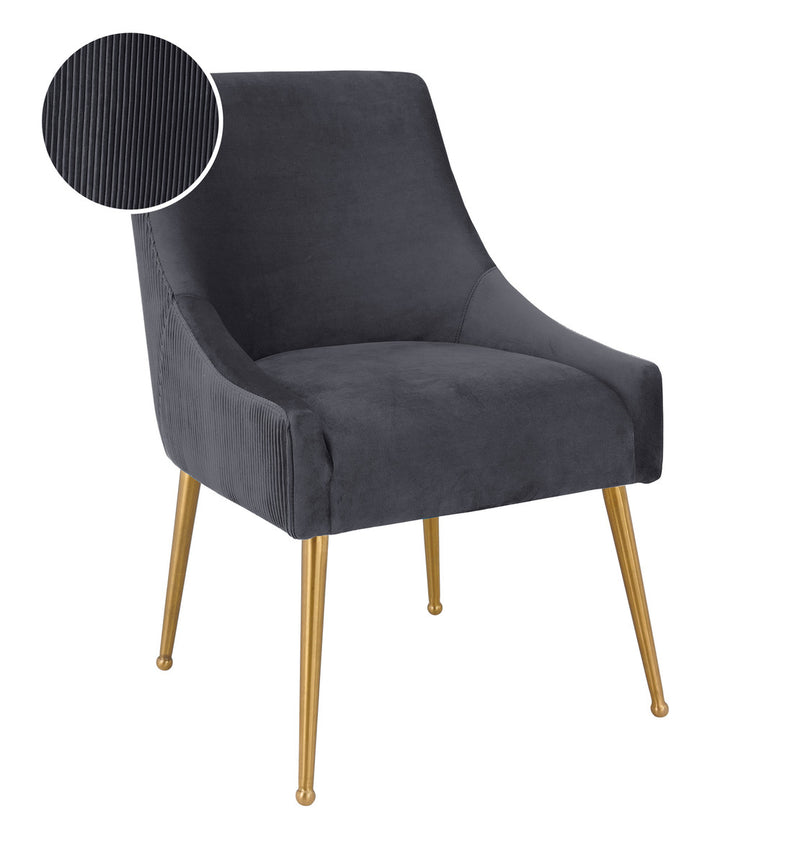 Beatrix Pleated Velvet Dining Chair Gold Legs