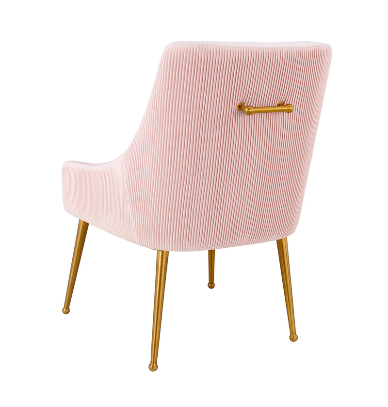 Beatrix Pleated Velvet Dining Chair Gold Legs