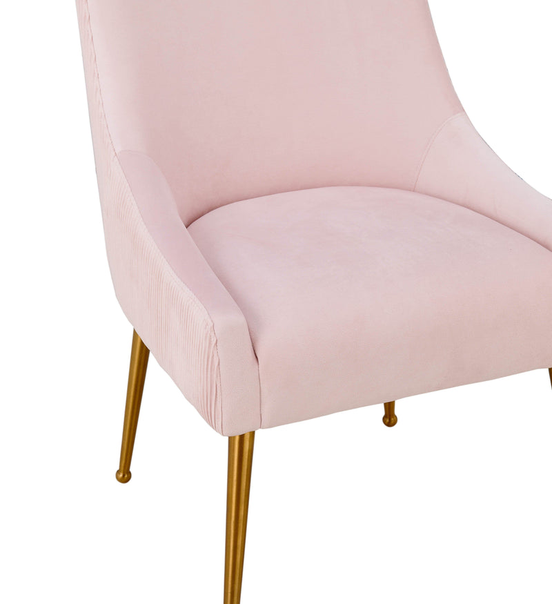 Beatrix Pleated Velvet Dining Chair Gold Legs