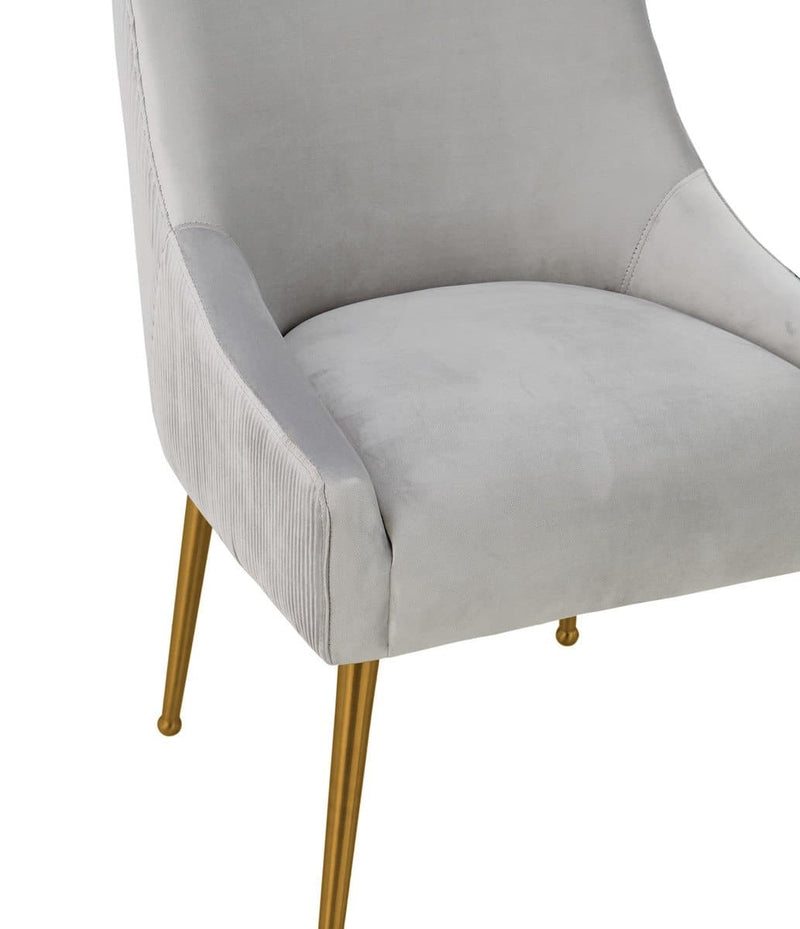 Beatrix Pleated Velvet Dining Chair Gold Legs