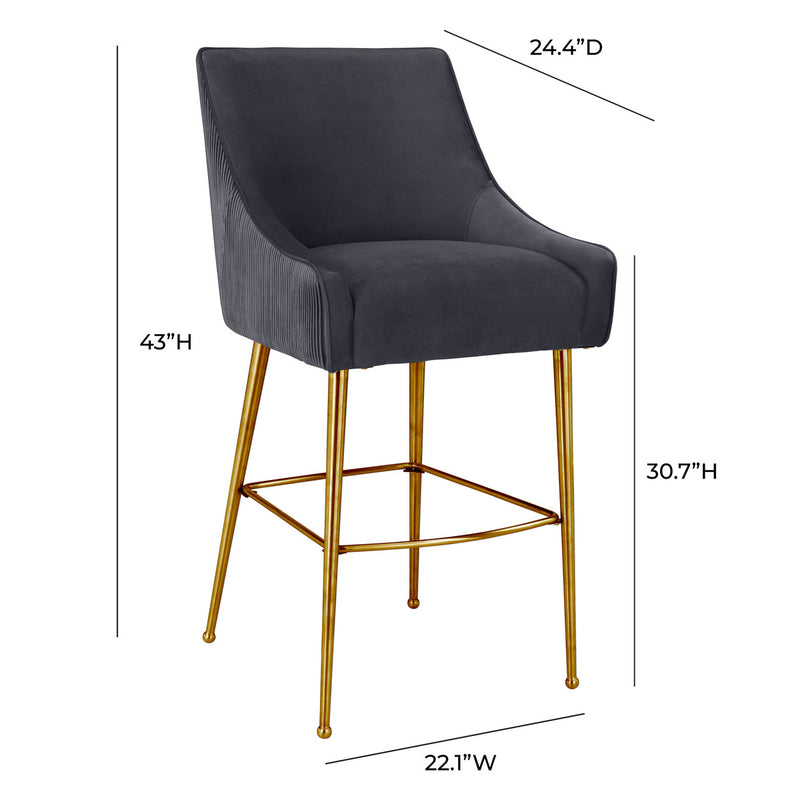 Beatrix Pleated Velvet Bar Stool