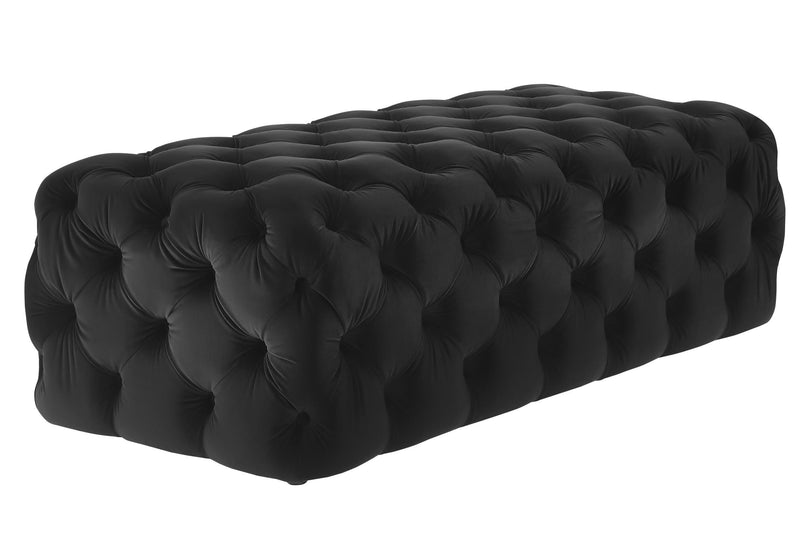 Kaylee Jumbo Black Velvet Ottoman - hollywood-glam-furnitures