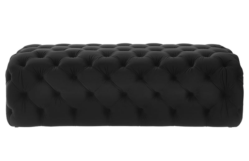 Kaylee Jumbo Black Velvet Ottoman - hollywood-glam-furnitures