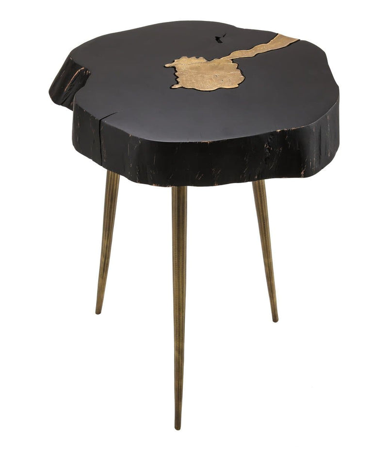 Timber Black and Brass Side Table