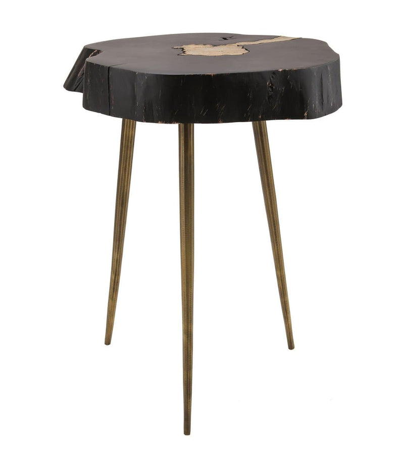 Timber Black and Brass Side Table