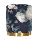 Opal Floral Velvet Ottoman Gold Base