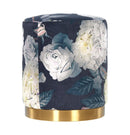 Opal Floral Velvet Ottoman Gold Base