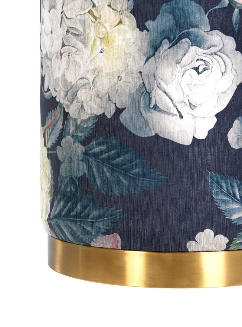 Opal Floral Velvet Ottoman Gold Base