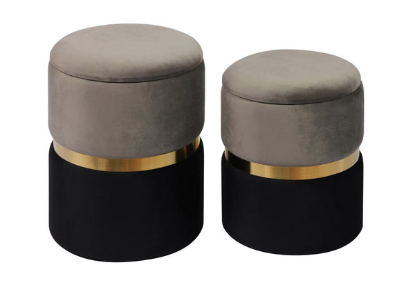 Gigi Grey Storage Ottomans - Set of 2