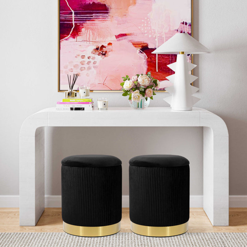 Zoe Velvet Storage Ottoman