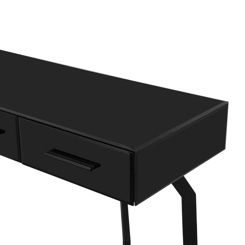 Santana Black Glass Desk Console Table