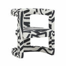 Ada Velvet Chair In Black Brushstroke Pattern