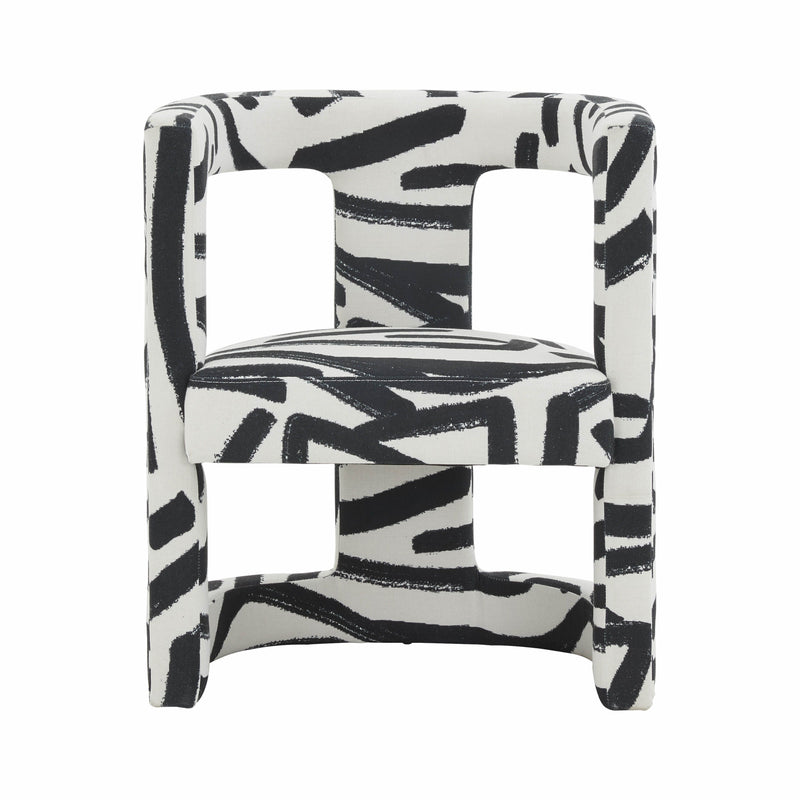 Ada Velvet Chair In Black Brushstroke Pattern