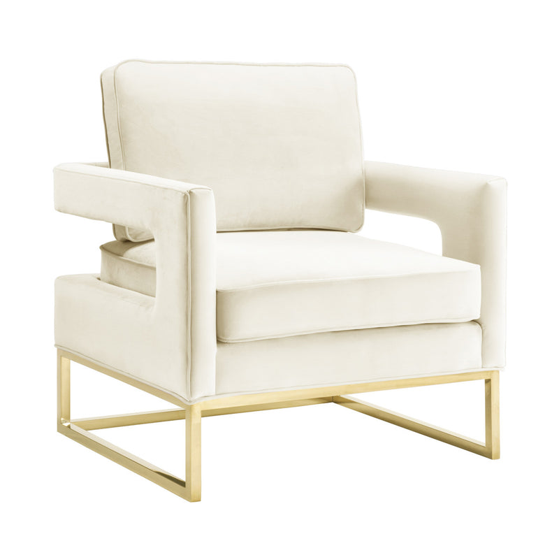 Avery Velvet Accent Chair with Gold Legs