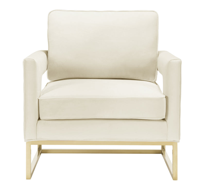 Avery Velvet Accent Chair with Gold Legs