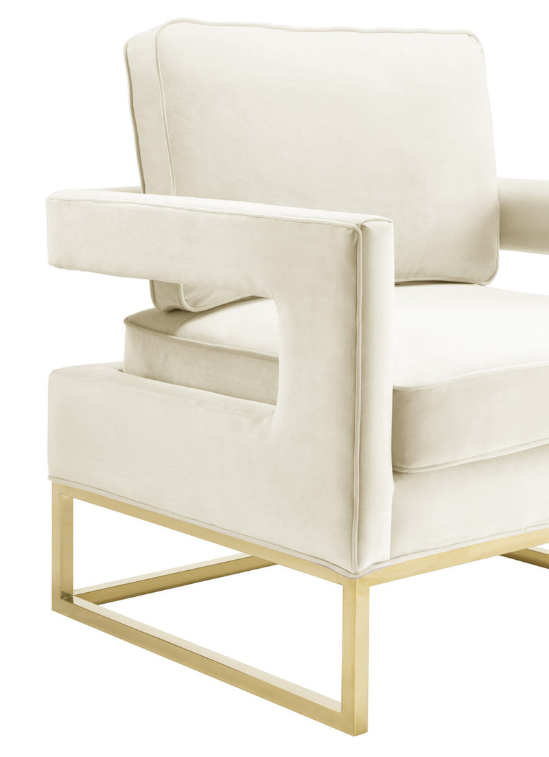 Avery Velvet Accent Chair with Gold Legs