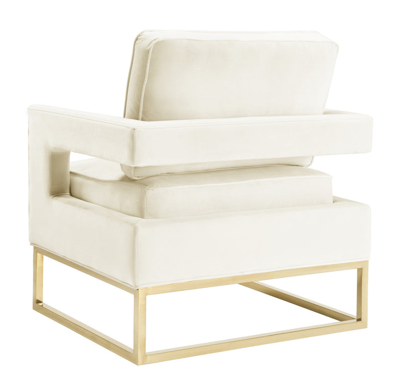 Avery Velvet Accent Chair with Gold Legs