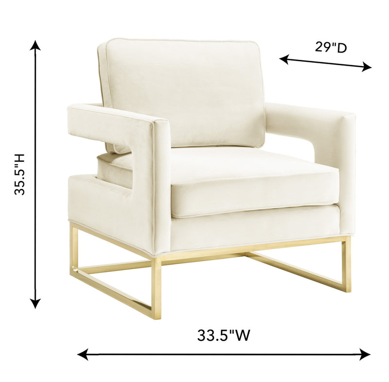 Avery Velvet Accent Chair with Gold Legs