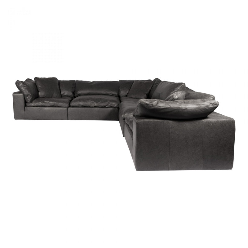 Cloud Luxe 5 Piece Modular Sectional Leather Black
