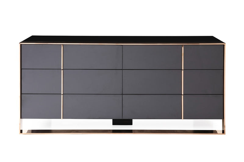 Nova Domus Cartier Modern Black & Rosegold Bedroom Set