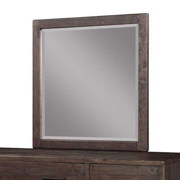 McKinney Solid Wood Beveled Glass Mirror in Espresso Pine