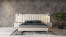 Nova Domus Angela - Italian Modern White Eco Leather Bed w/ Nightstands and Wings