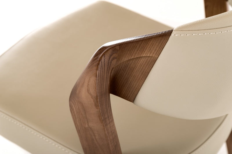 Modrest Arlo Mid-Century Beige & Walnut Dining Chair (Set of 2)